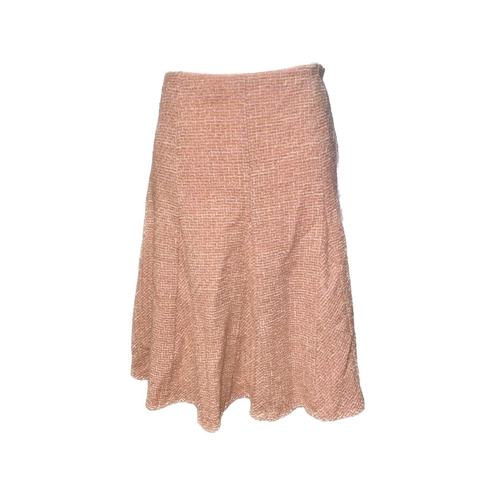 Oscar de la Renta Vintage Pink and Orange Tweed Cashmere Midi Skirt, size 10